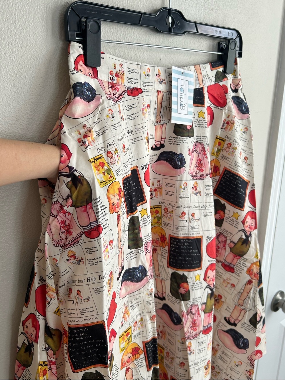 NWT Tulip B Dolly Dingle Grace Drayton Novelty Paper Doll Print Full Skirt Sz M - Picture 3 of 8